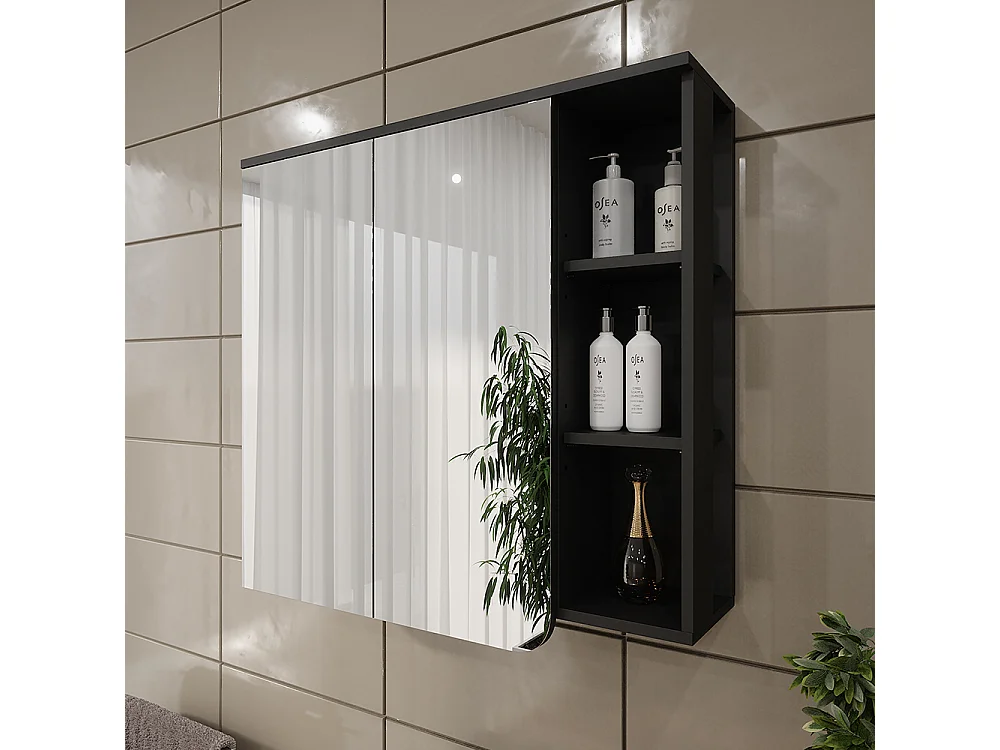 Armoire de toilette anthracite/blanc 80x20x75 karen