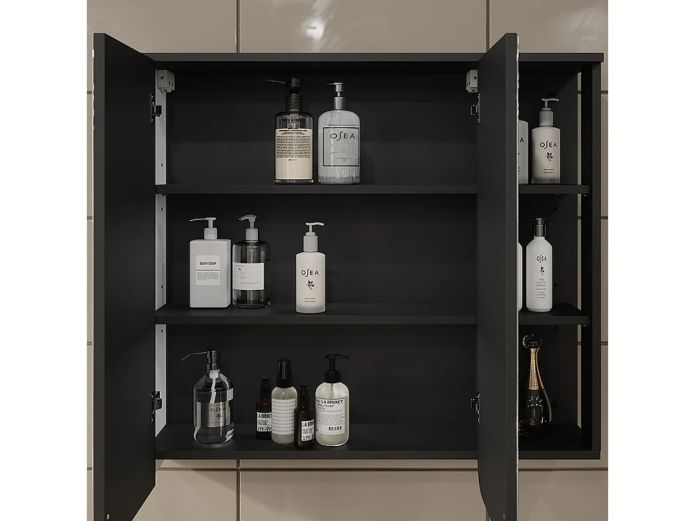 Armoire de toilette anthracite/blanc 80x20x75 karen