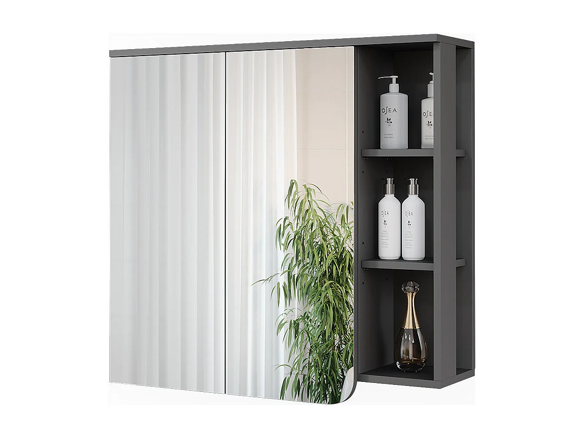 Armoire de toilette anthracite/blanc 80x20x75 karen