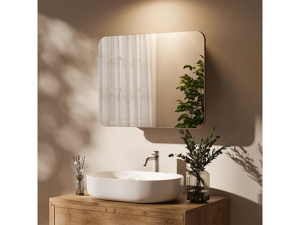 Armario con espejo para baño roble dorado 65x17.4x50 zino