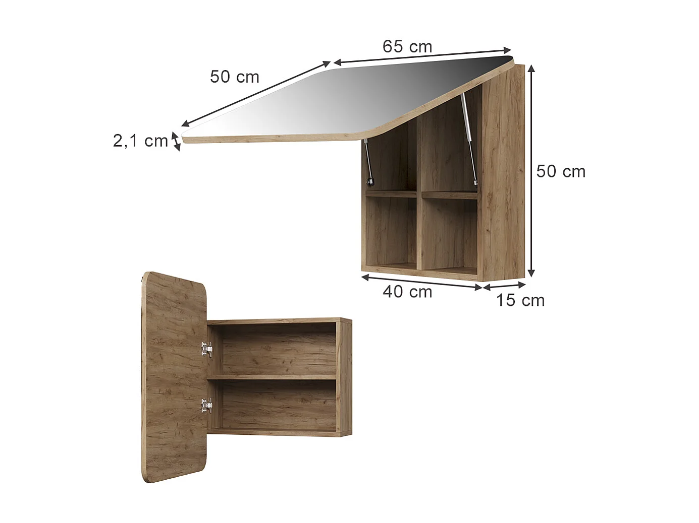 Armoire de toilette chêne de force doré 65x17.4x50 zino