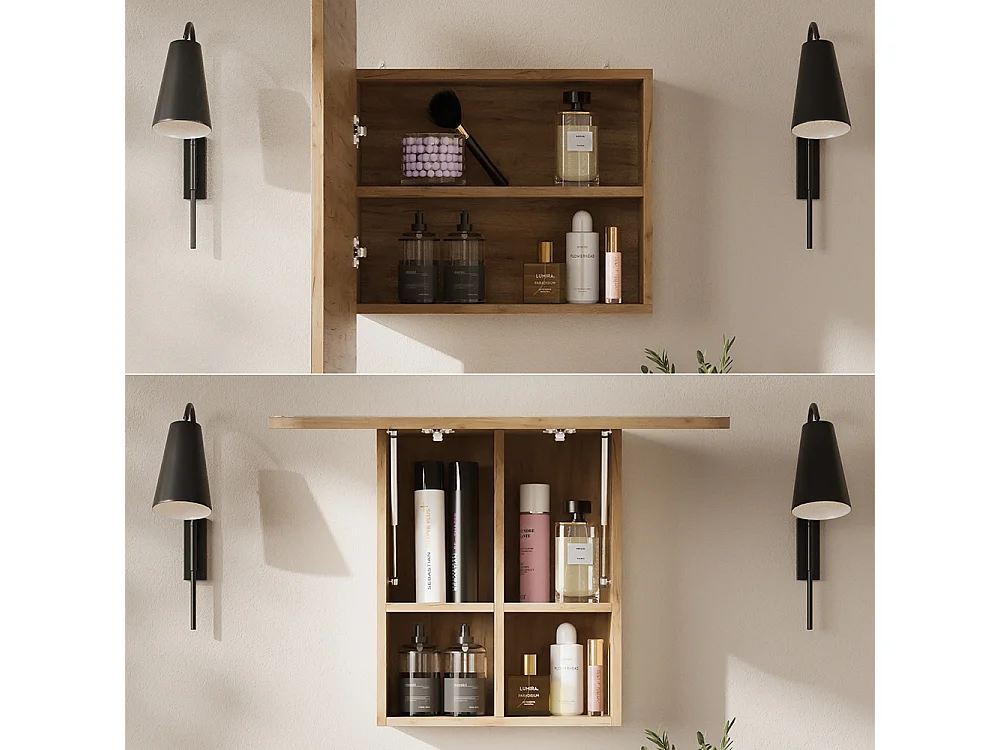 Armoire de toilette chêne de force doré 65x17.4x50 zino