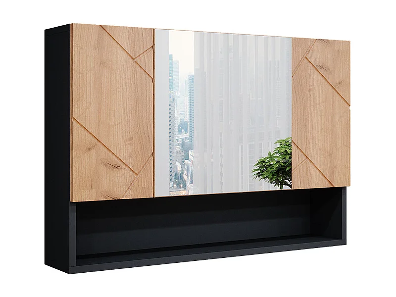 Armario con espejo para baño oro power roble/antracita 80.1x17x55 irma