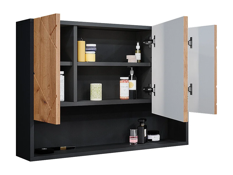 Armario con espejo para baño oro power roble/antracita 80.1x17x55 irma