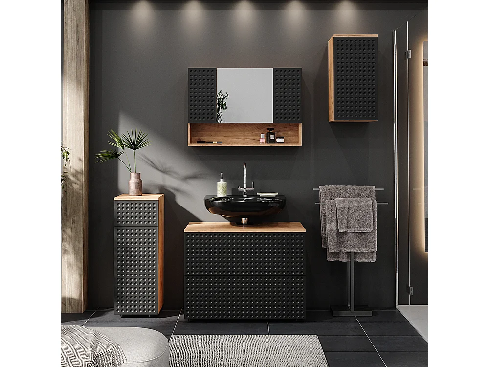 Specchio contenitore bagno antracite puntinato 80.1x17x55 irma