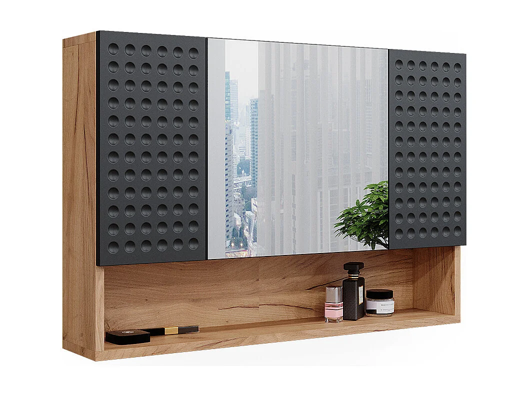 Armoire de toilette anthracite à pois 80.1x17x55 irma