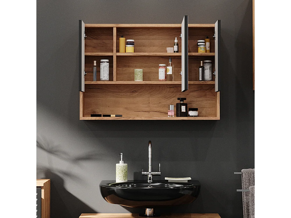 Armoire de toilette anthracite à pois 80.1x17x55 irma