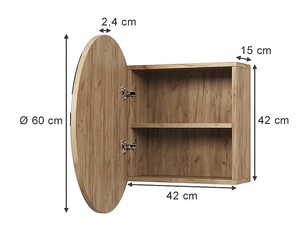 Armoire de toilette chêne de force doré 60x17.4x60 loki