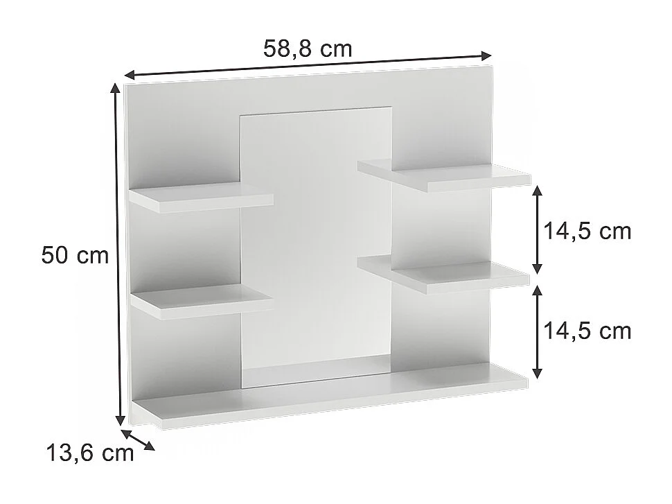 Armario con espejo para baño blanco 58.8x13.6x50 wilbur