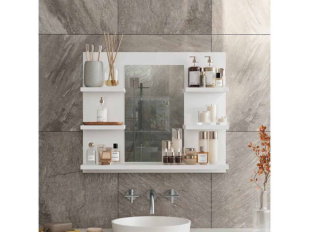 Armario con espejo para baño blanco 58.8x13.6x50 wilbur