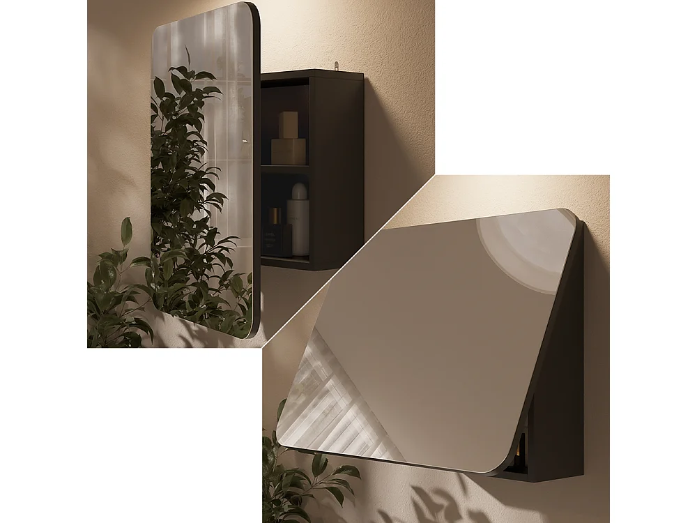 Armario con espejo para baño antracita 65x17.4x50 zino