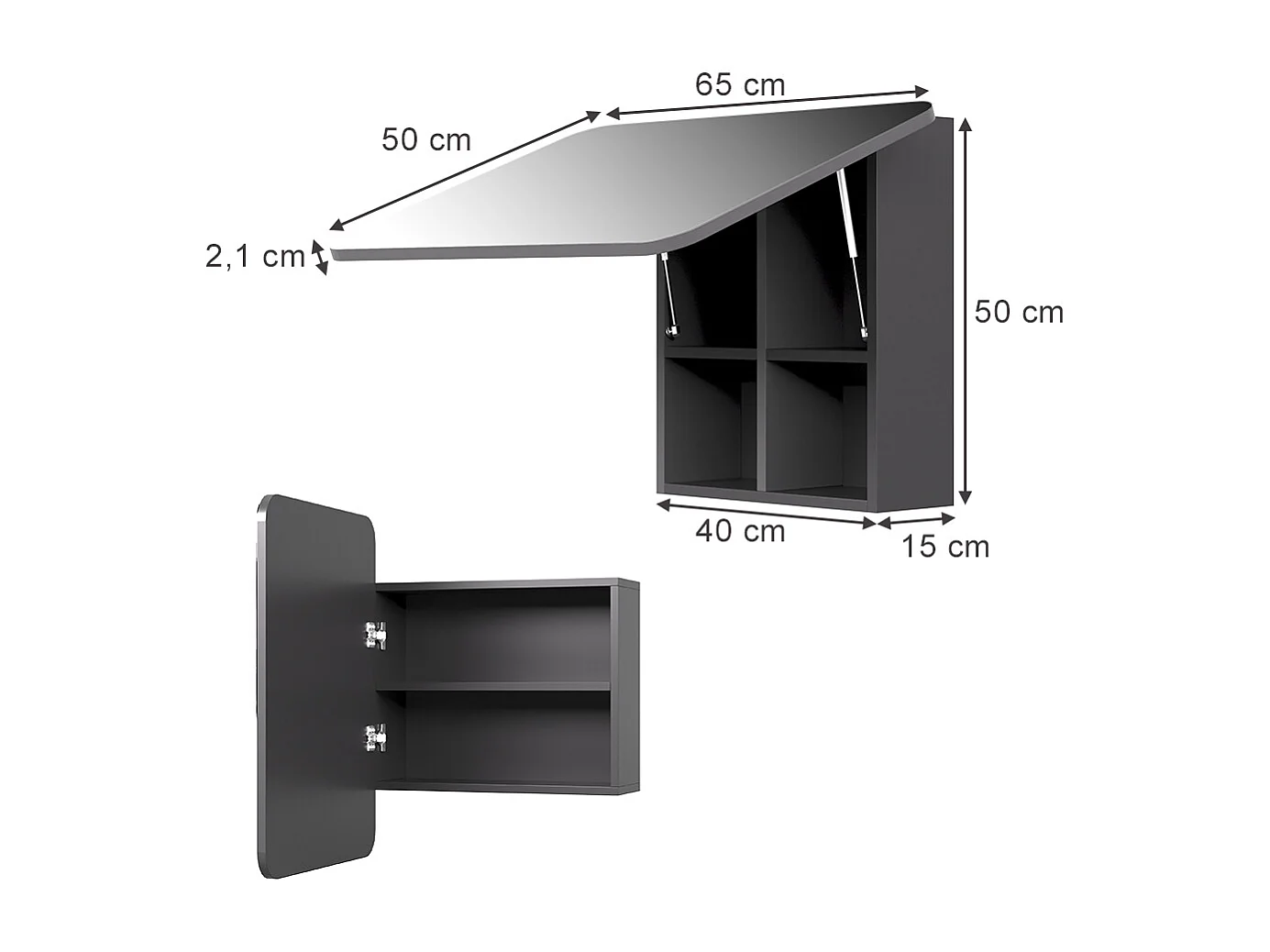 Armoire de toilette anthracite 65x17.4x50 zino
