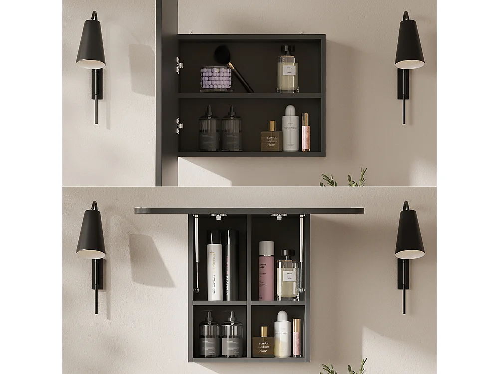 Armoire de toilette anthracite 65x17.4x50 zino