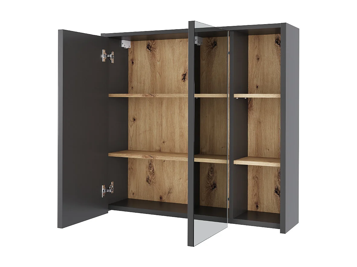 Armoire de salle de bain avec miroir gris/artisan 80x18x75 viola