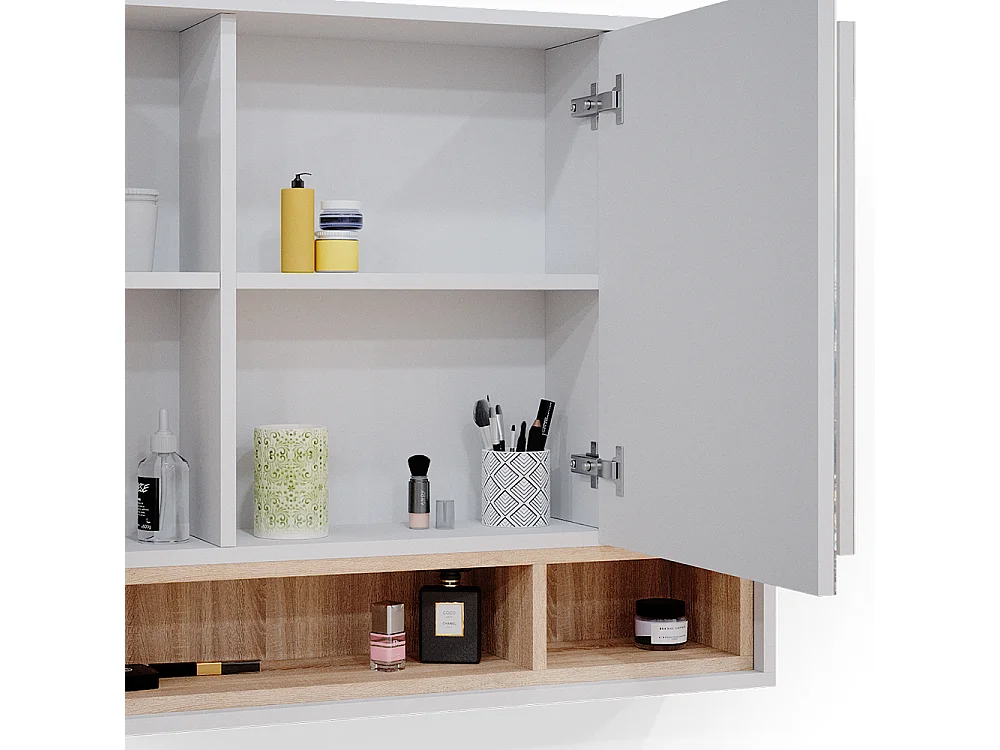 Armario con espejo para baño blanco 80x20x72 beatrice