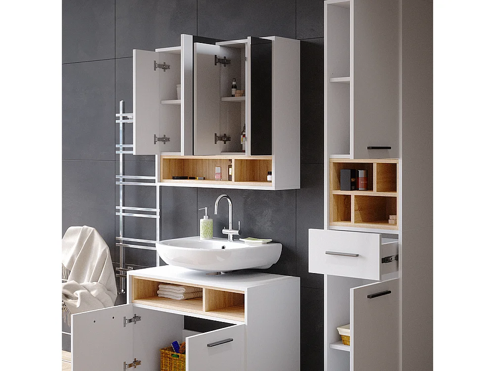 Armoire de toilette blanc 80x20x72 beatrice