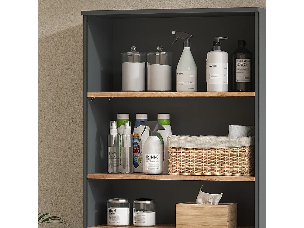 Mueble de baño antracita/roble dorado 68x29x100.4 viktor