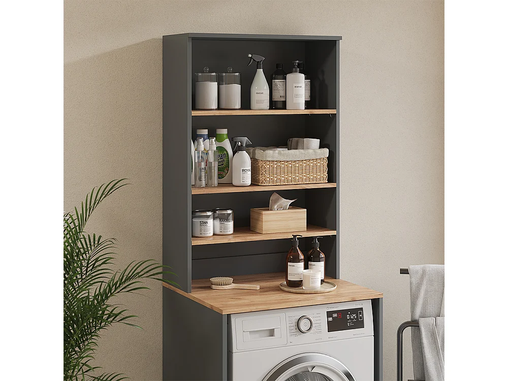 Armoire de salle de bain anthracite/chêne doré 68x29x100.4 viktor