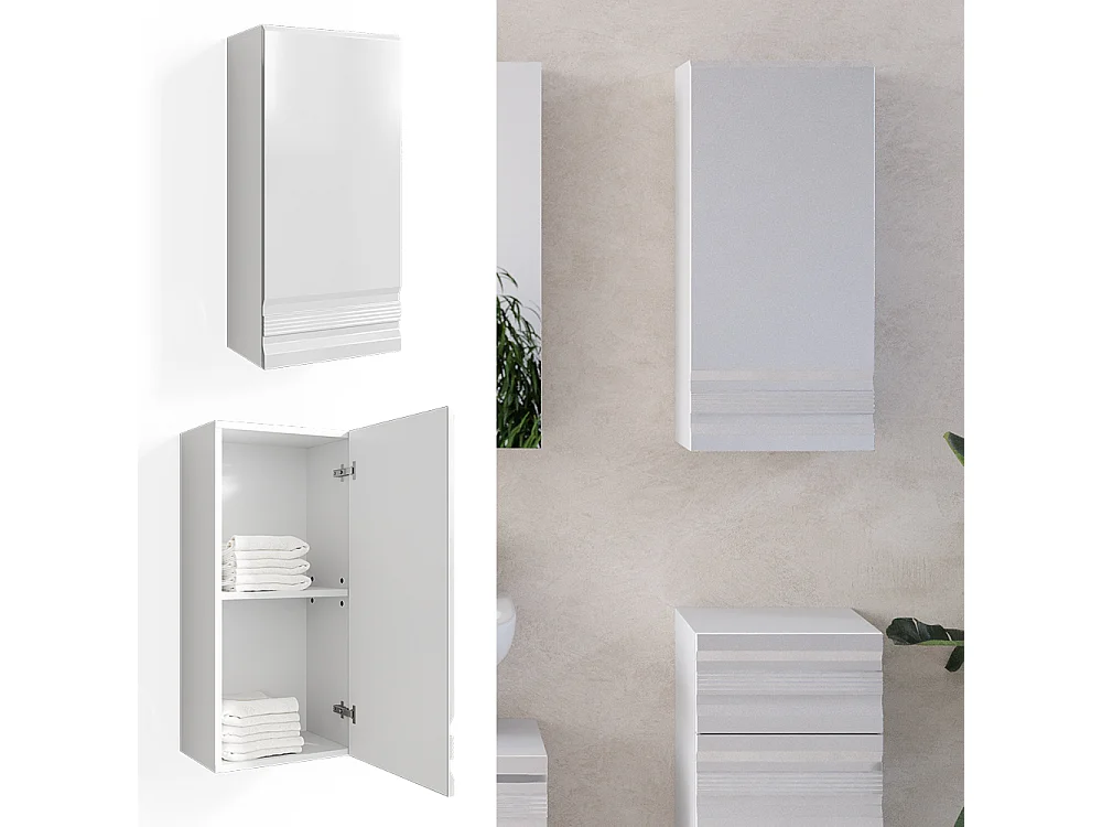 Armario de baño blanco alto brillo 36.4x23.5x77 fredd