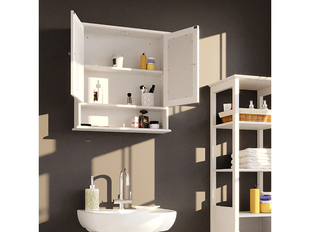 Armario con espejo para baño blanco 56x13x58 bianco