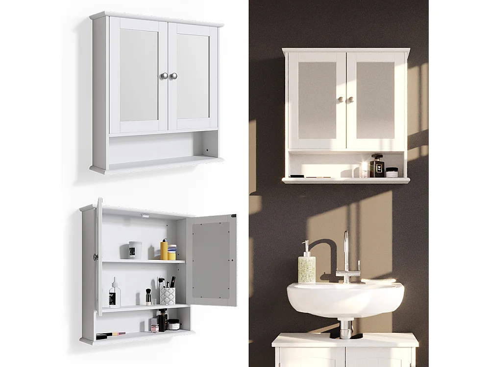 Armoire de toilette blanc 56x13x58 bianco