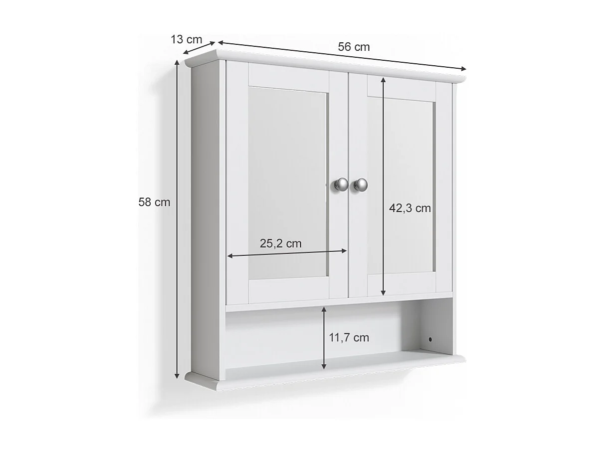 Armoire de toilette blanc 56x13x58 bianco