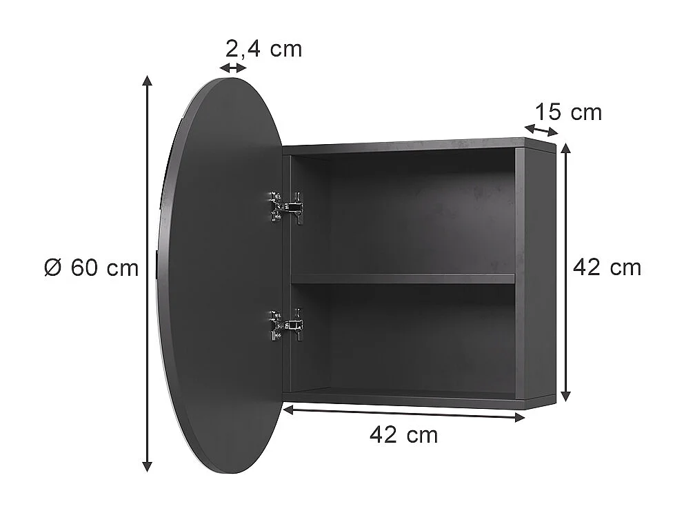 Armoire de toilette anthracite 60x17.4x60 loki