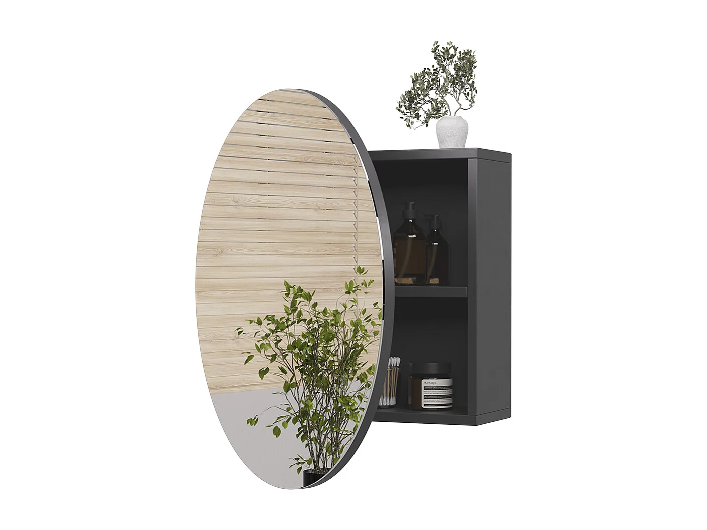 Armoire de toilette anthracite 60x17.4x60 loki