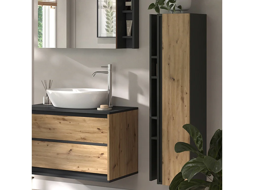 Armoire murale anthracite/artisan 35x32x120 edelin