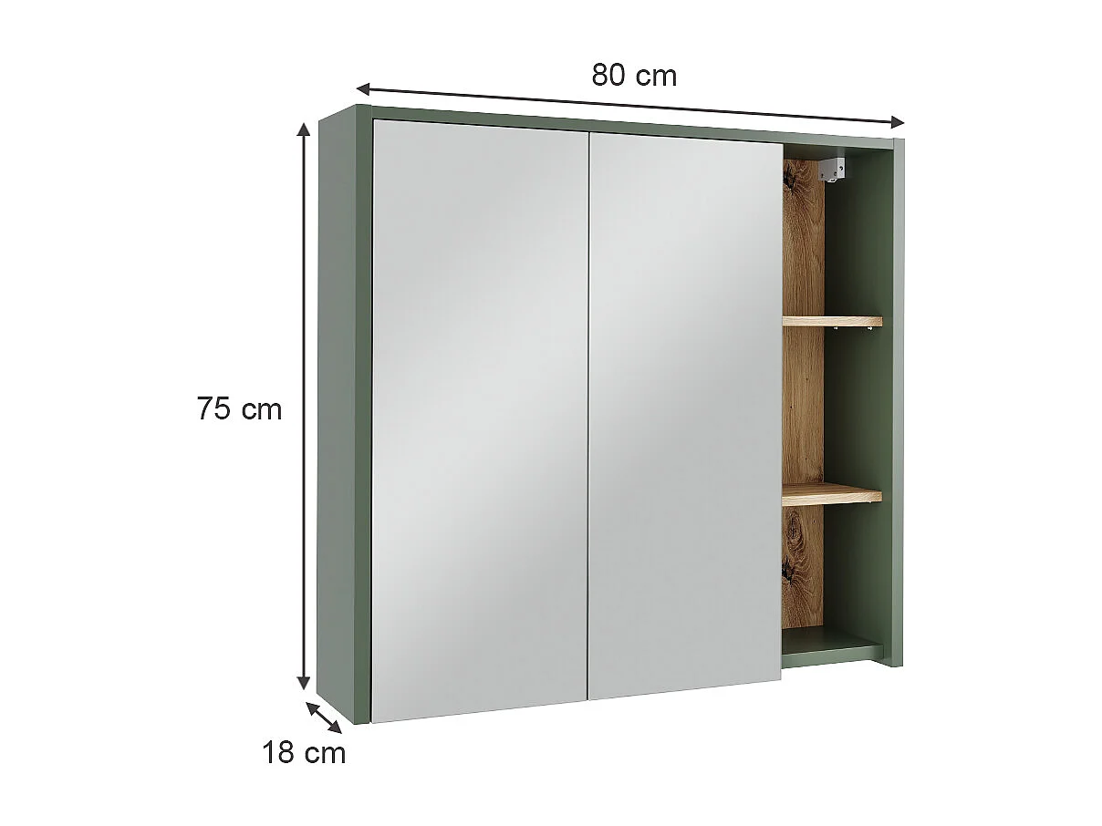 Armario con espejo de baño verde/artesano 80x18x75 viola