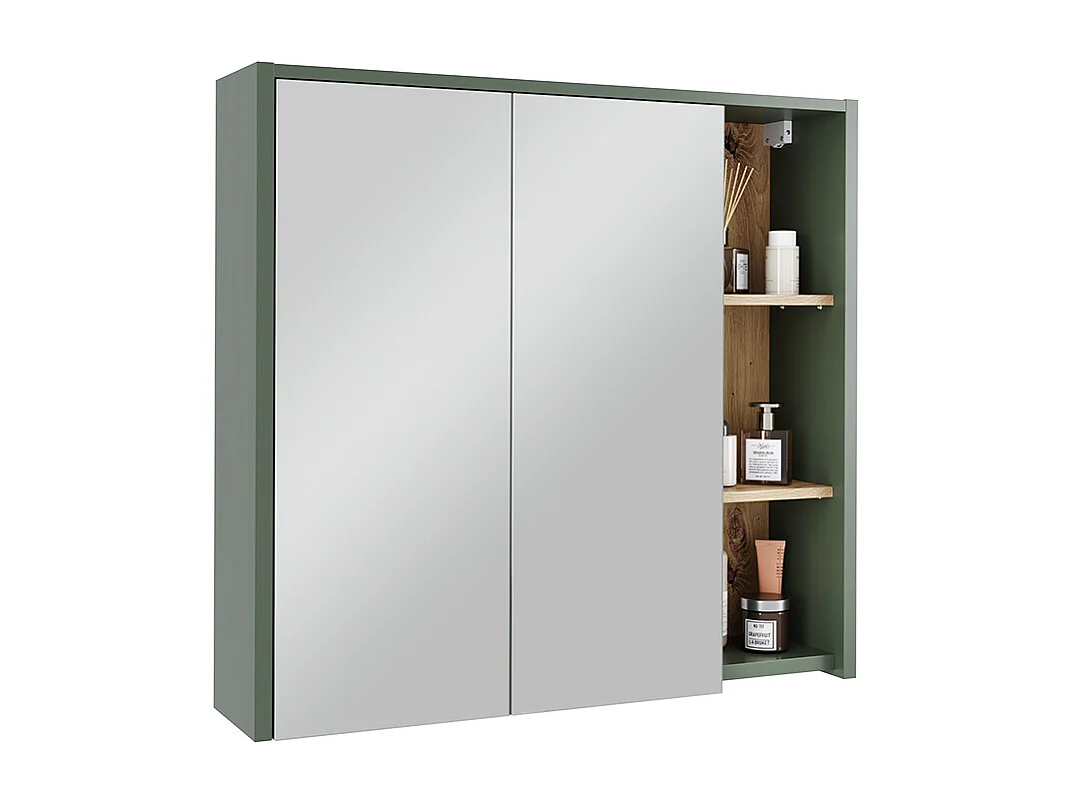 Armoire de salle de bain avec miroir vert/artisan 80x18x75 viola