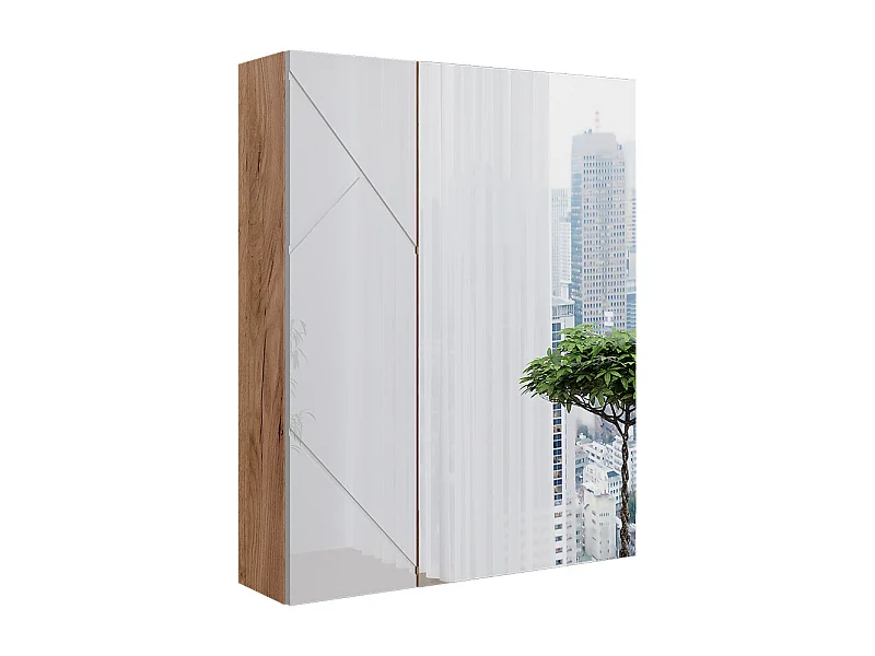 Armario con espejo de baño blanco/roble 60x17.2x75 irma