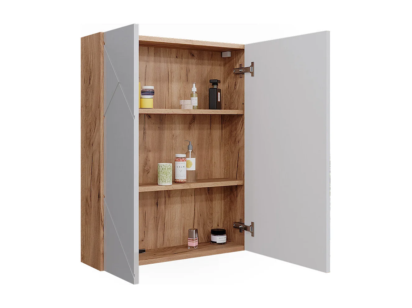 Armoire de salle de bain avec miroir blanc/chêne 60x17.2x75 irma