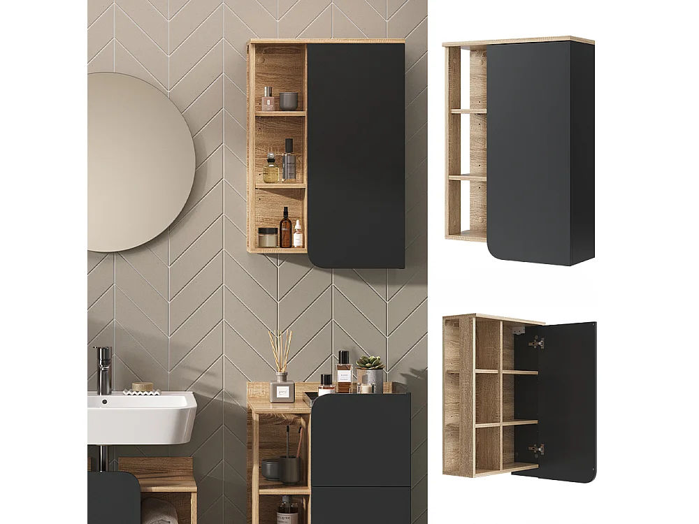 Armario de baño sonoma/antracita 50x20x75 karen