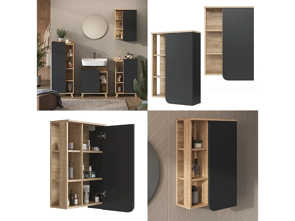 Armario de baño sonoma/antracita 50x20x75 karen