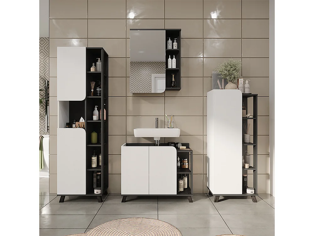 Spiegelschrank anthrazit/weiß 60x20x75 karen