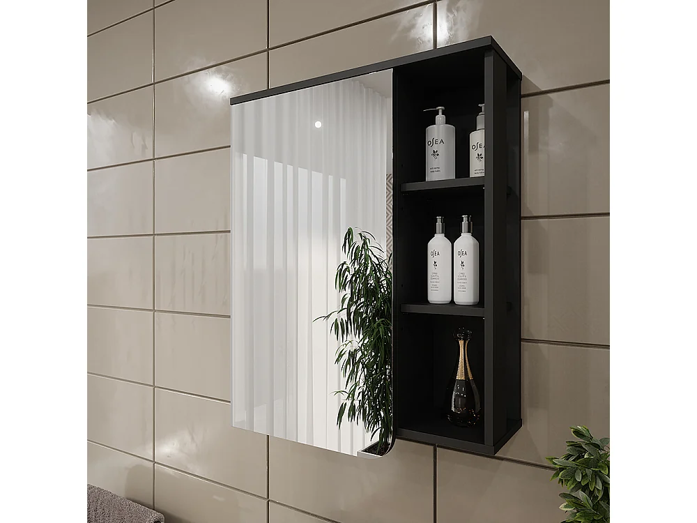 Armoire de toilette anthracite/blanc 60x20x75 karen