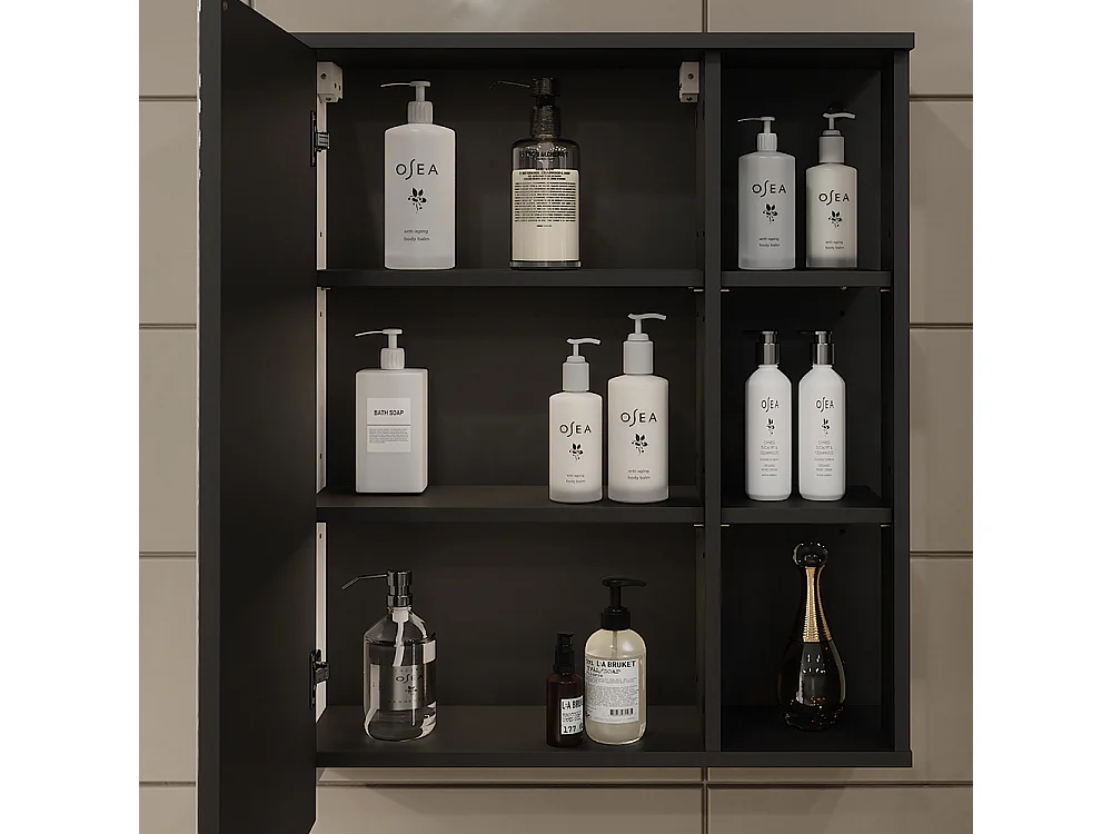 Armoire de toilette anthracite/blanc 60x20x75 karen