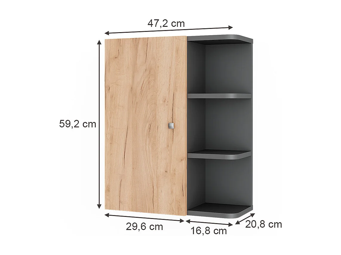 Armario de pared antracita/roble dorado 47.2x20.8x59.2 fynn
