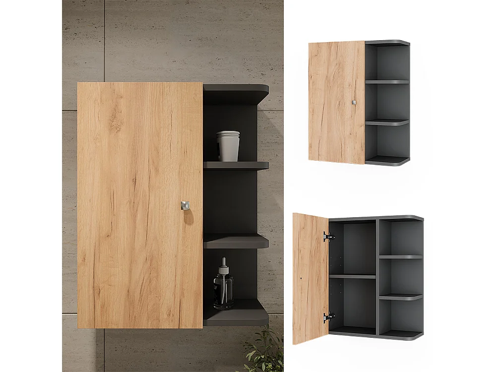 Armoire suspendue anthracite/chêne doré 47.2x20.8x59.2 fynn