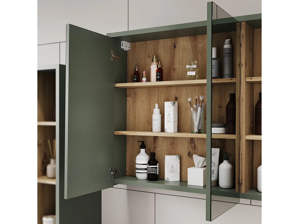 Armoire de salle de bain avec miroir vert/artisan 100x18x75 viola
