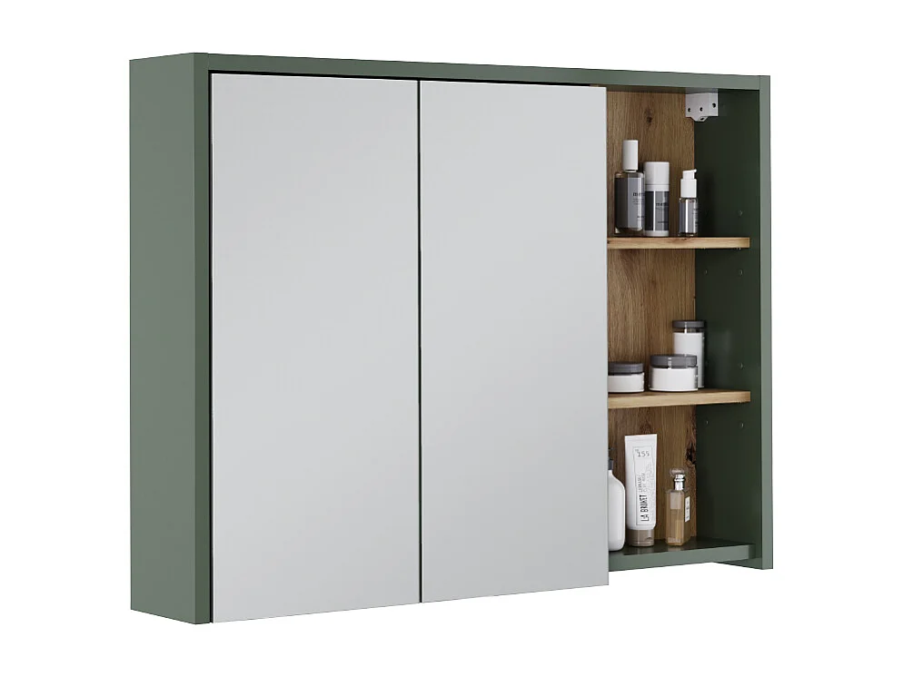 Armoire de salle de bain avec miroir vert/artisan 100x18x75 viola