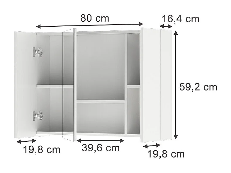 Armario con espejo para baño blanco 80x16.4x59.2 leopold