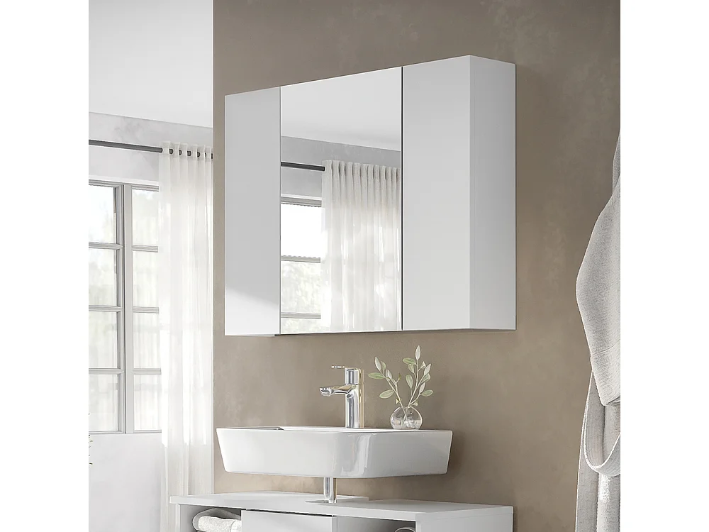 Armoire de toilette blanc 80x16.4x59.2 leopold