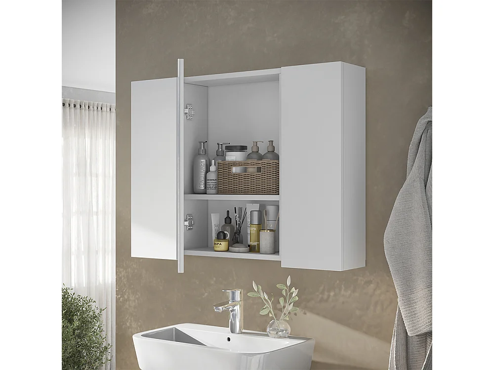 Armoire de toilette blanc 80x16.4x59.2 leopold