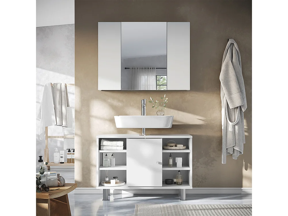 Armoire de toilette blanc 80x16.4x59.2 leopold