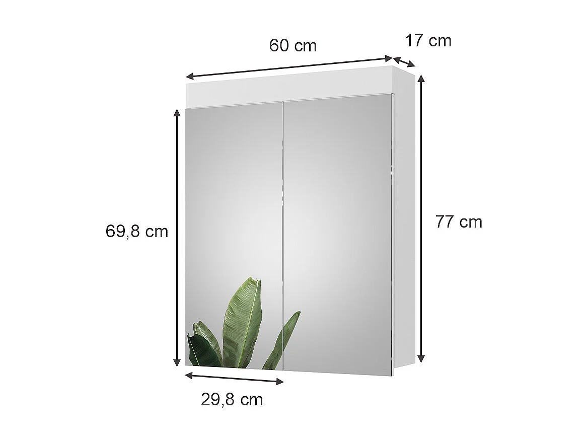 Armario con espejo para baño blanco 60x17x77 luna