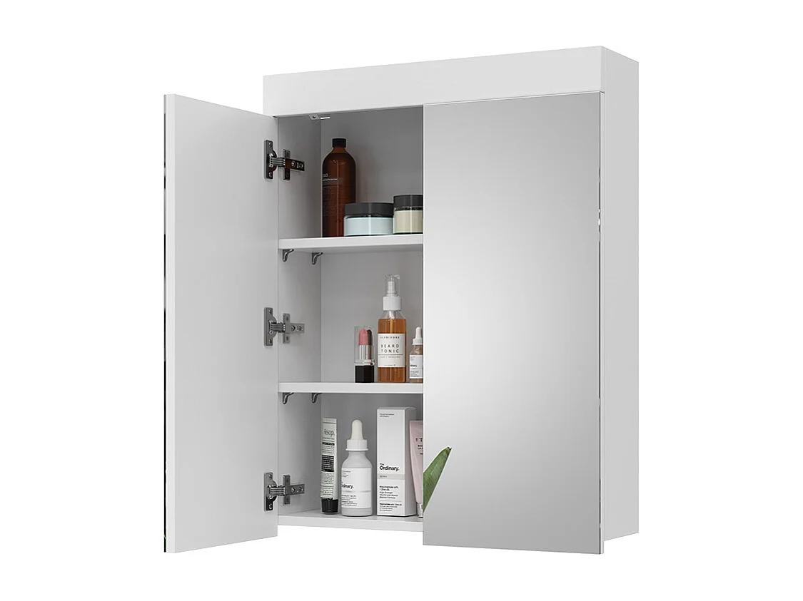 Armario con espejo para baño blanco 60x17x77 luna