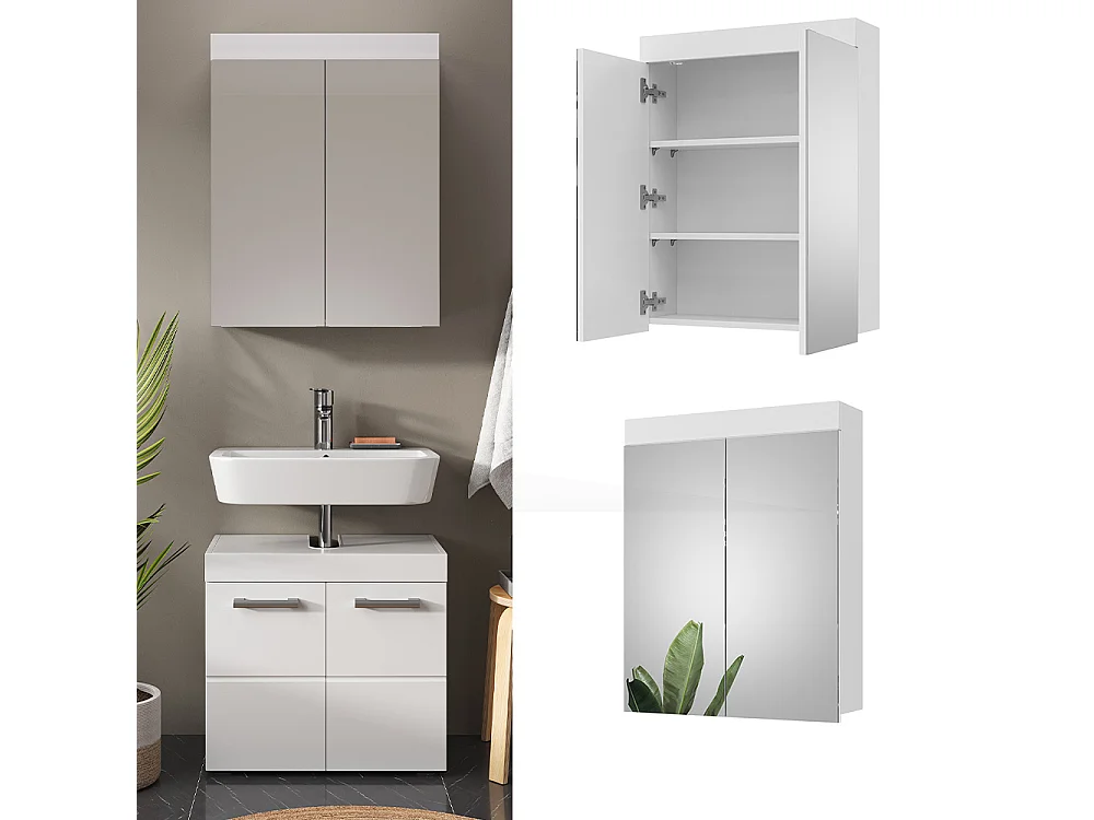 Armoire de toilette blanc 60x17x77 luna