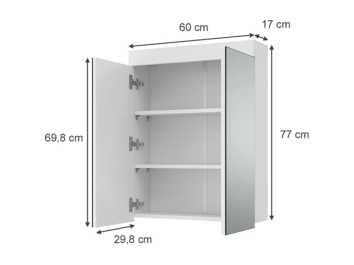 Badspiegelschrank weiß 60x17x77 luna